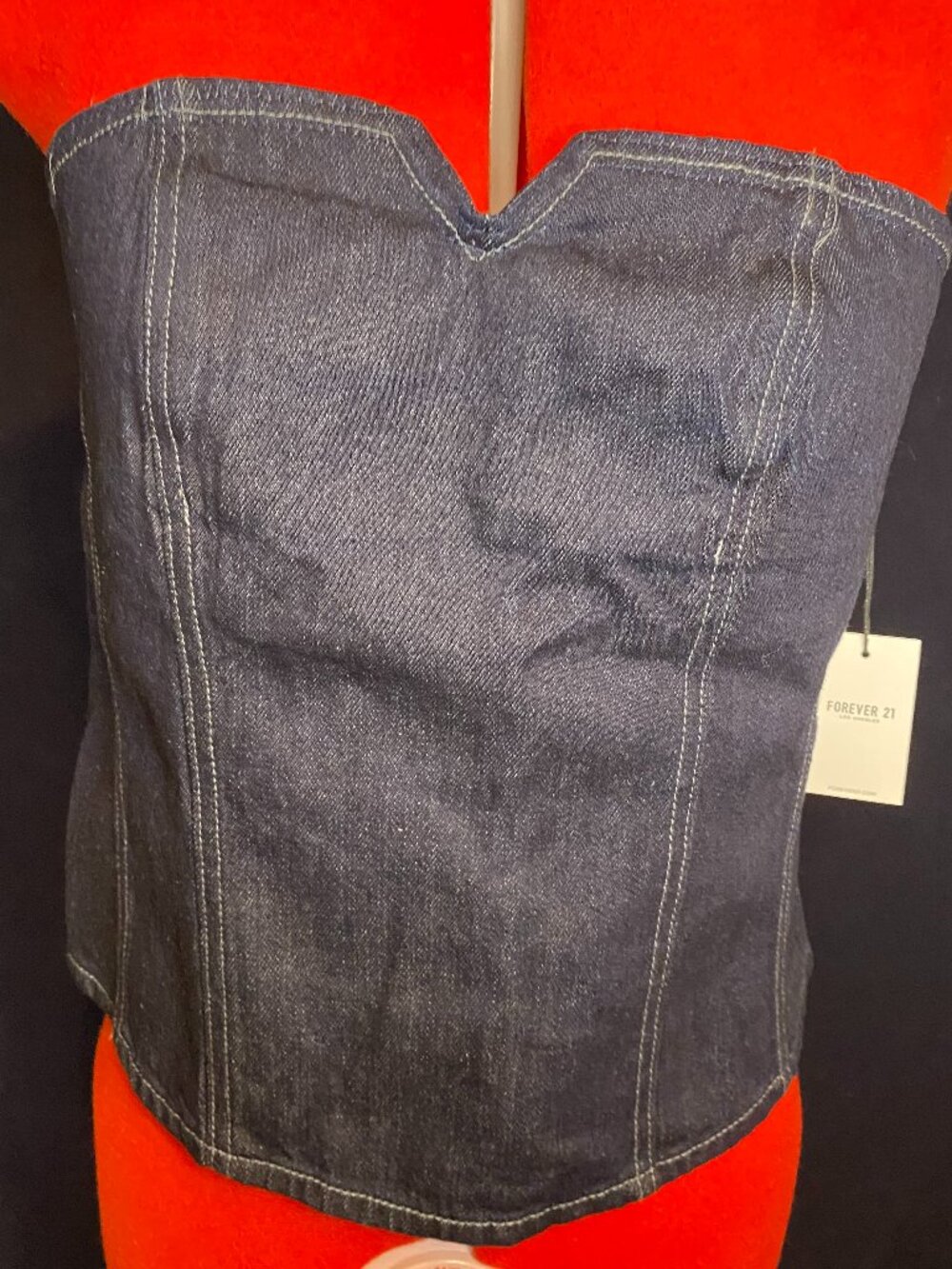 Forever 21 Dark denim halter top sz L